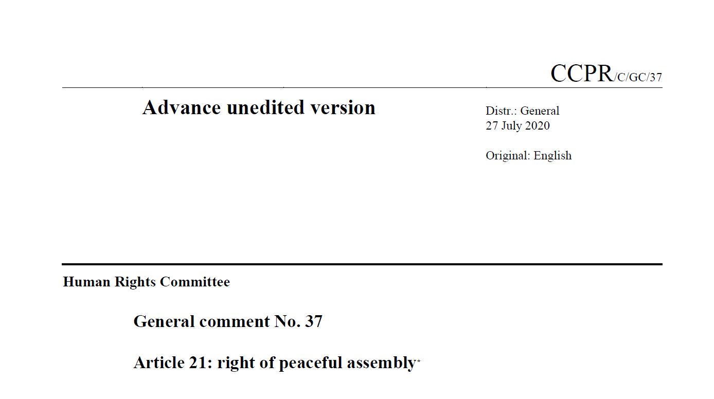 General comment No. 37 on the right of peaceful assembly